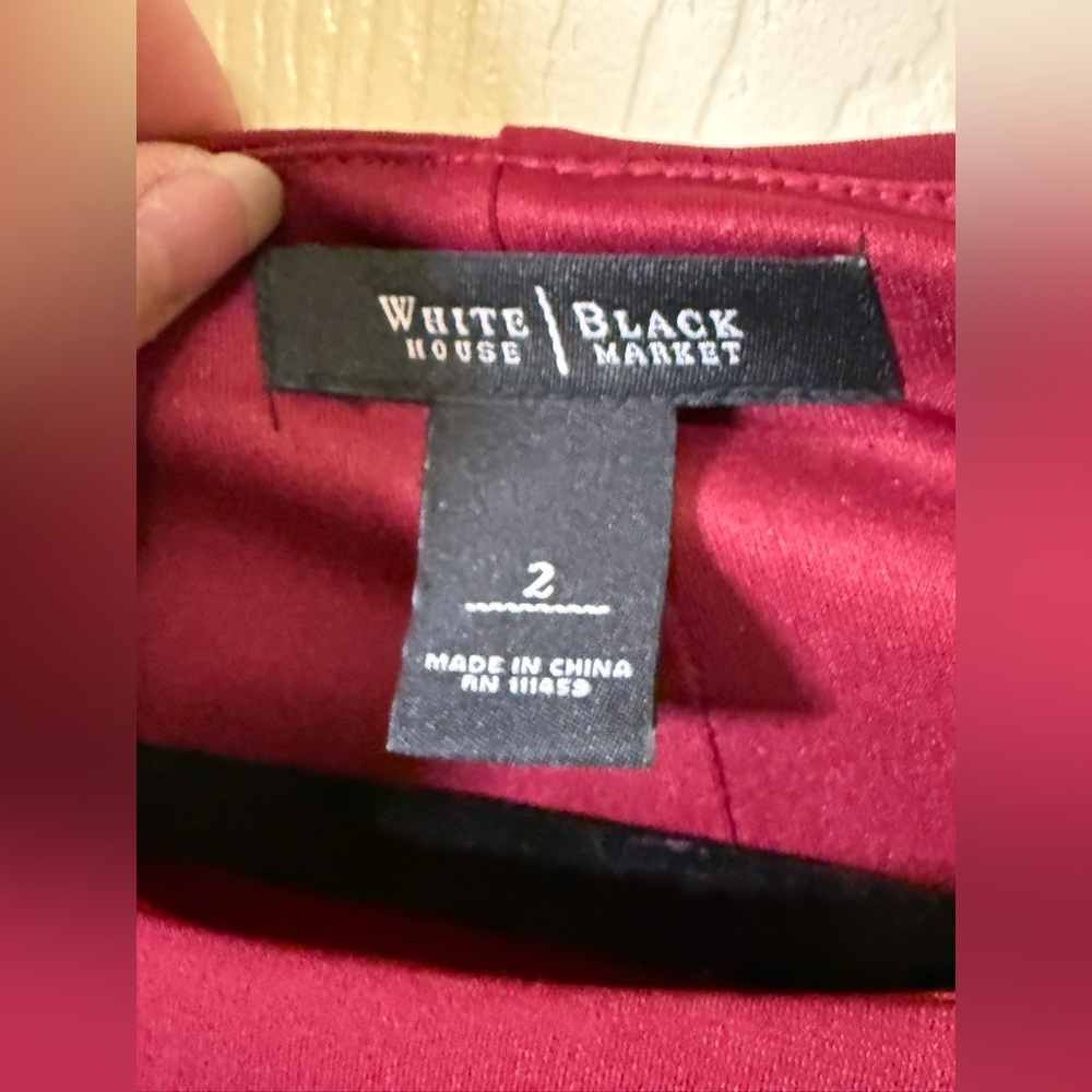 White House Black Market Red Dress with Black Belt Size 2 (Measurements below) - Picture 3 of 9